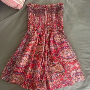 Red Paisley Strapless Romper